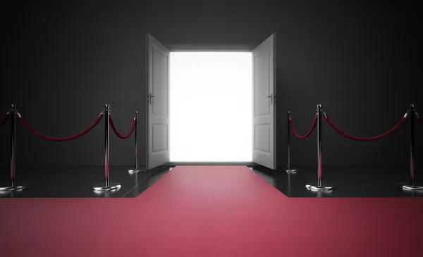 Red carpet leidt naar de ingang — Stockfoto
