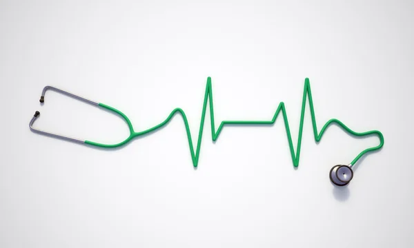 Elektrocardiogram vormige stethoscoop - hart gerelateerde ziekte illustratie — Stockfoto