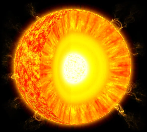 Sun cross-section ilustração científica — Fotografia de Stock