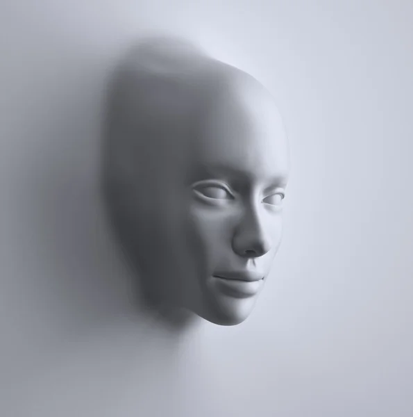 3D kobieta streszczenie twarz z streszczenie powierzchni 3d — Zdjęcie stockowe