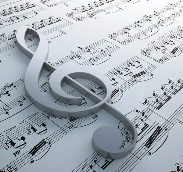 Clef symbol on a notation chart (Claude Debussy - Danse) — Stock Photo, Image
