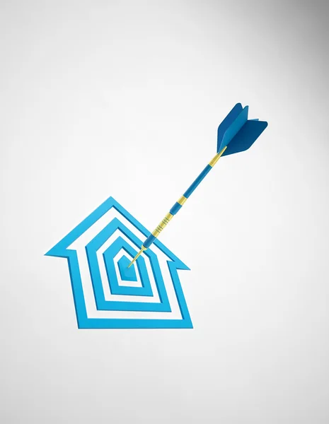 Tablero de dardos en forma de casa - Concepto inmobiliario Imagen de archivo