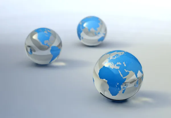 Carte du monde sur des sphères de verre image abstraite Images De Stock Libres De Droits