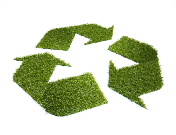 Recycling symbol made out of grass — Stock Photo, Image