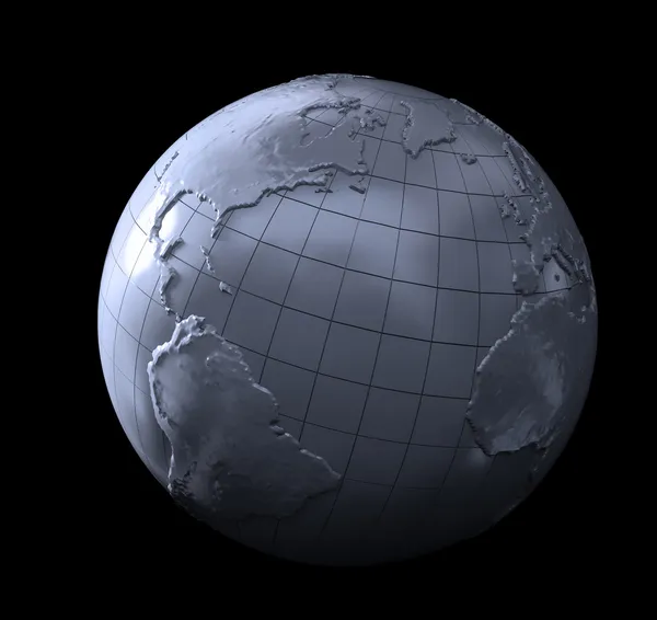 Dünya küre parlak metalden yapılmış — Stok fotoğraf