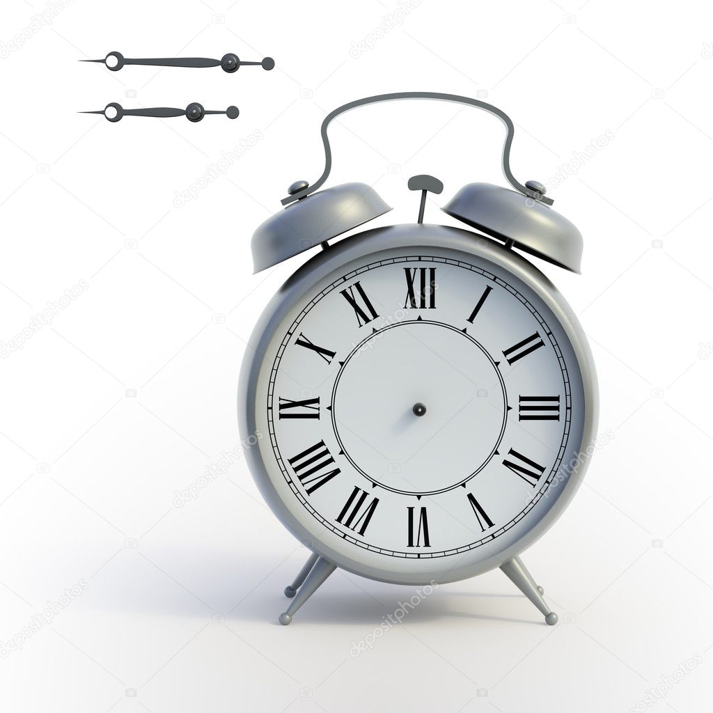Classical alarmclock with isolated hands