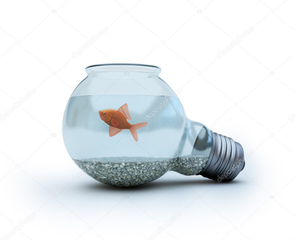 Light bulb with a goldfish