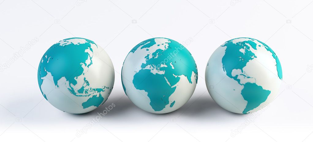 3 computer rendered globes