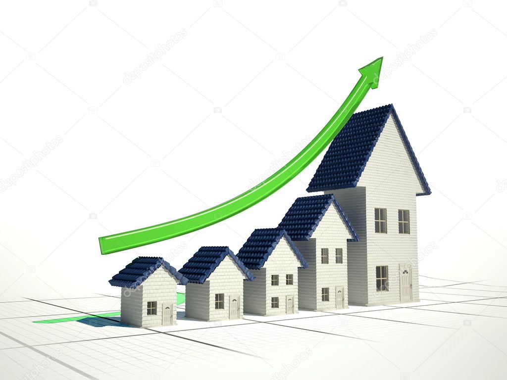 Growing home sales 3D illustration