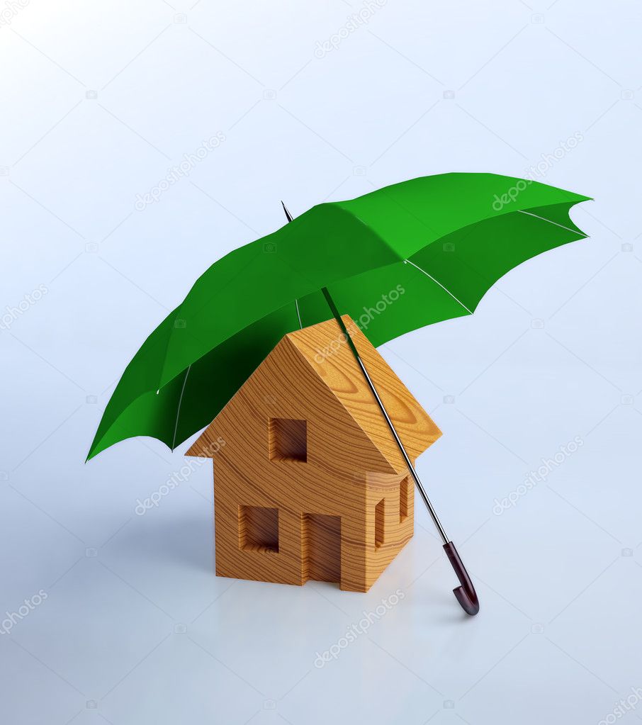 House symbol with an umbrella - Home security concept