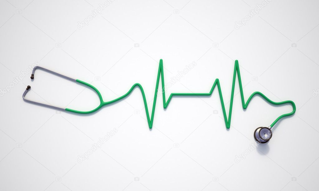 Electrocardiogram shaped stethoscope - heart related disease illustration