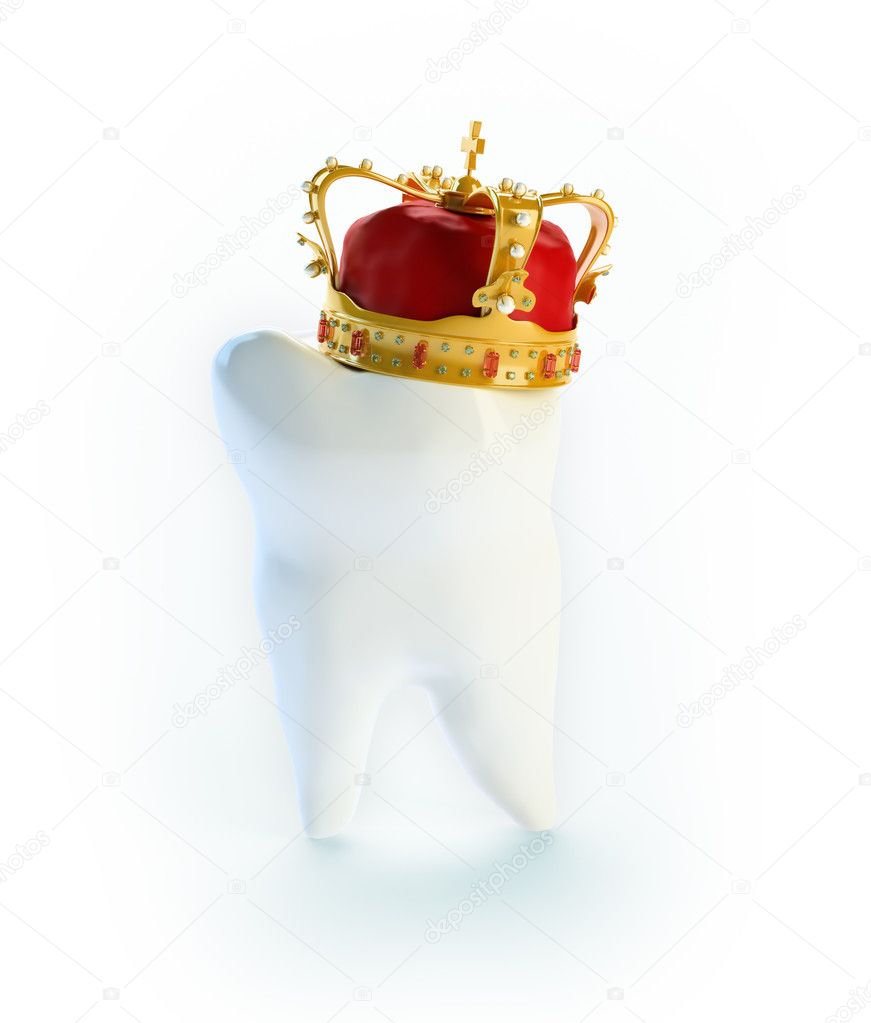 Tooth with a crown - dental care concept