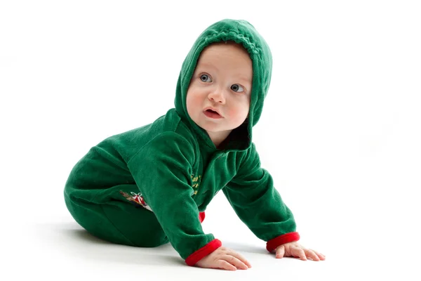 Baby in elf-kostuum — Stockfoto