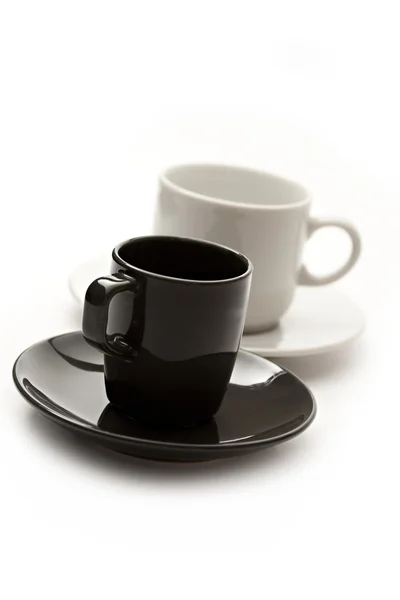 Набор кофейных чашек и тарелок — стоковое фото
