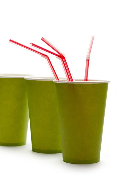 stock image Paper cups with straws