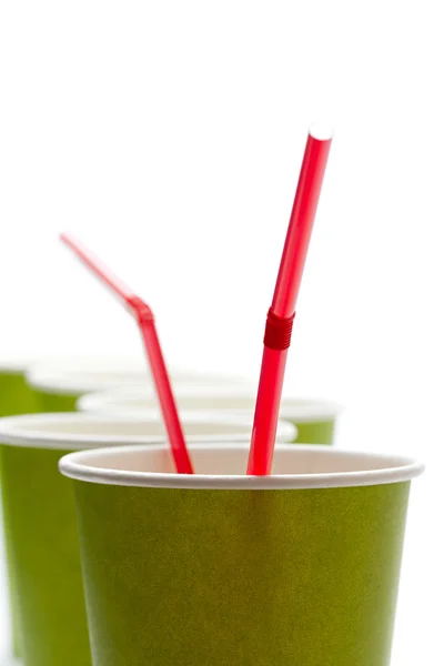 stock image Paper cups with straws