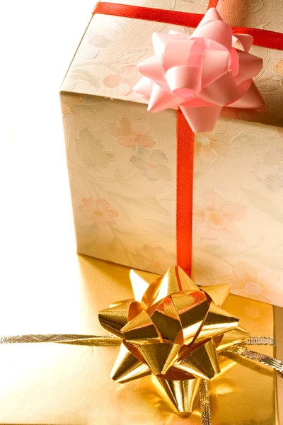 Κουτιά δώρων με φιόγκο — Φωτογραφία Αρχείου