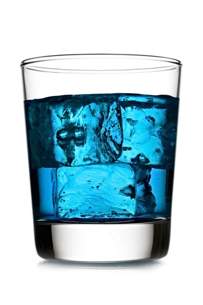 Blue cocktail with ice cubes — Stock Photo, Image