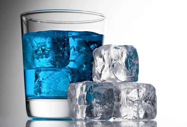 Blue cocktail with ice cubes — Stock Photo, Image