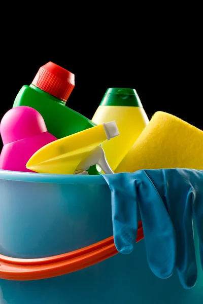 Műanyag vödör tisztítószerek — Stock Fotó