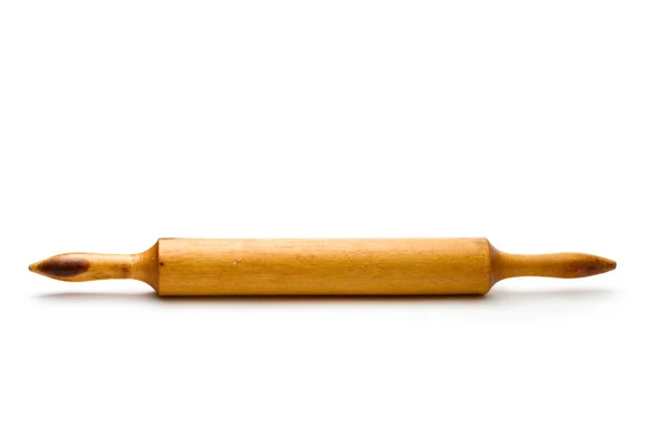白い背景の上木製の麺棒 — ストック写真
