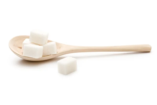 Bir tahta kaşık şeker — Stok fotoğraf