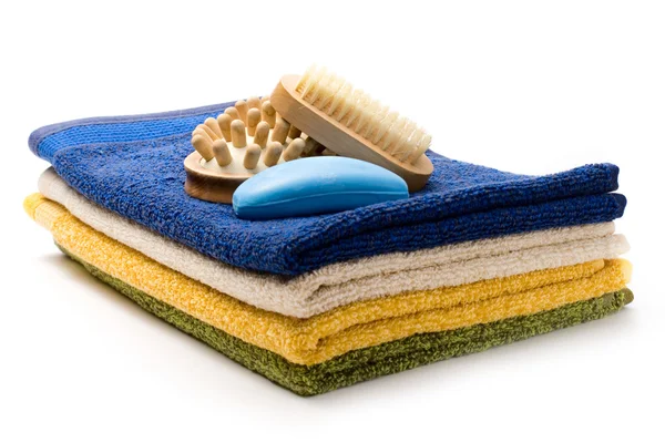 Towels and brushes — Stock Photo, Image