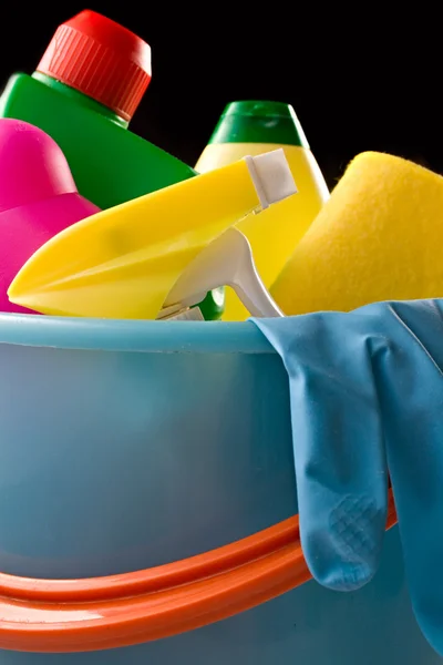 Műanyag vödör tisztítószerek — Stock Fotó