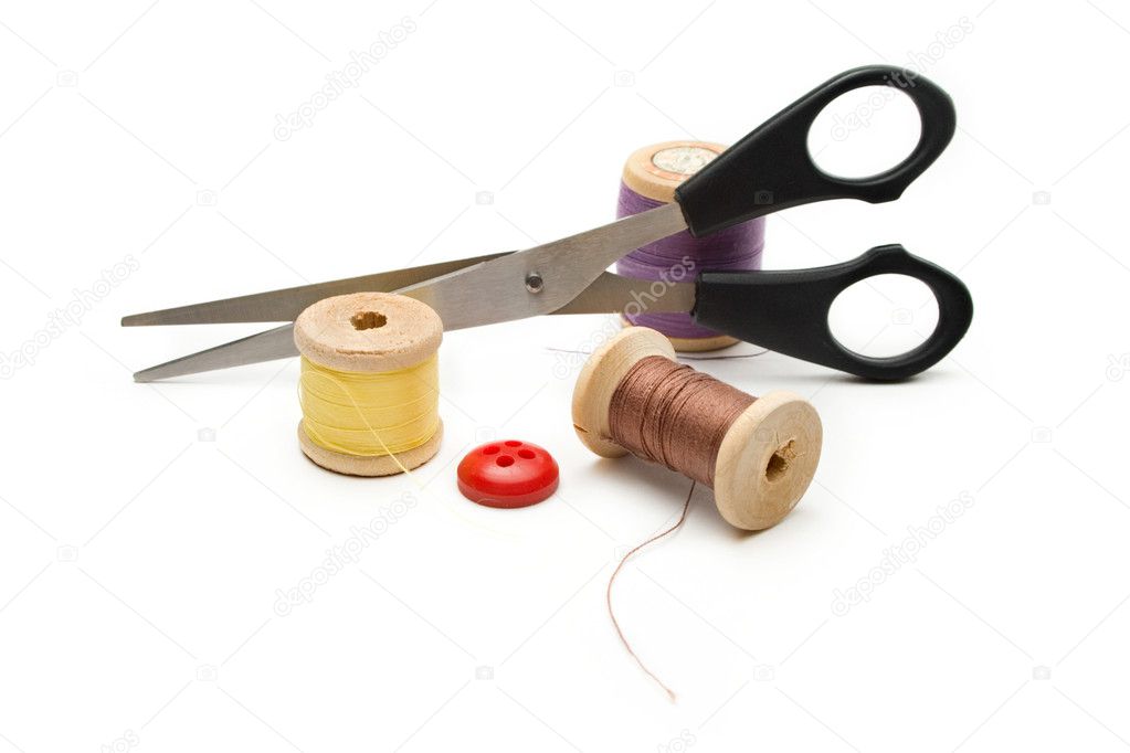 Thread bobbin and scissors