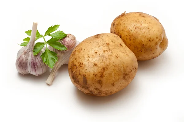 Ziemniaki, czosnek i pietruszka — Zdjęcie stockowe