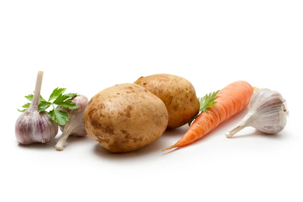 stock image Potato, garlic, carrot and parsley