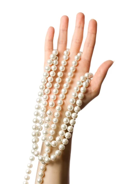 Perla en la mano de la mujer —  Fotos de Stock