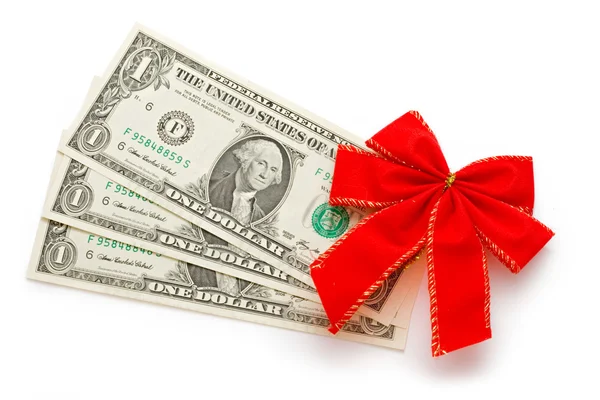Доллар с праздничным луком — стоковое фото