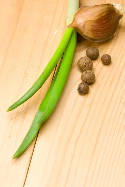 Garlic, pepper and onion — Stock Photo, Image