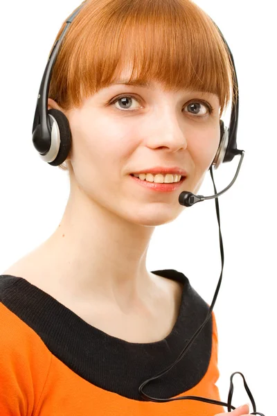 Młoda kobieta klienta usługi operatora — Zdjęcie stockowe