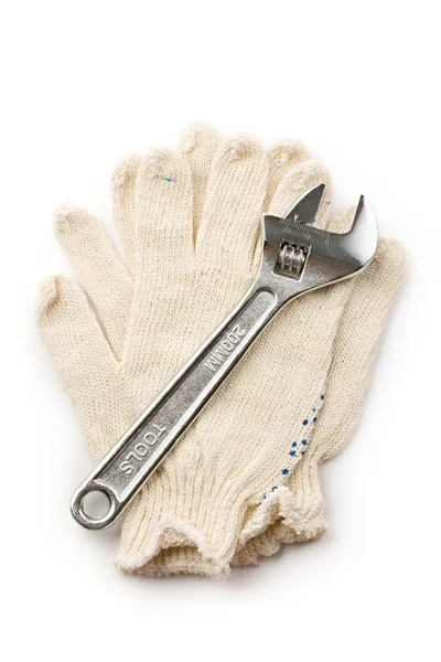 Rękawice i klucza — Zdjęcie stockowe
