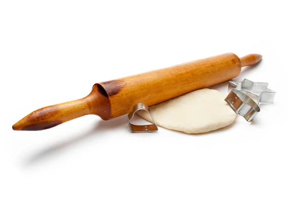 Rolling pin with dough — Stock Photo, Image