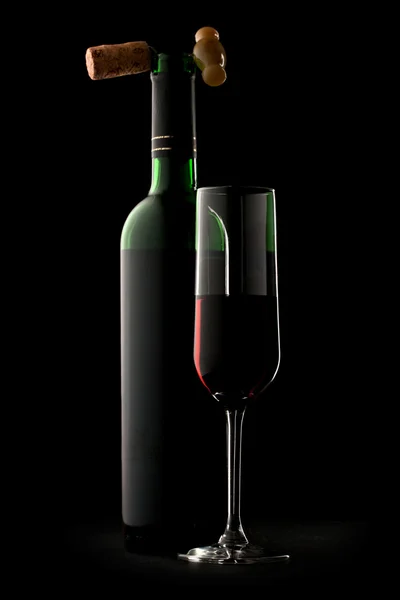 Flaske og glas vin - Stock-foto