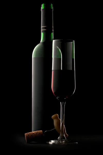 Botella y copa de vino —  Fotos de Stock