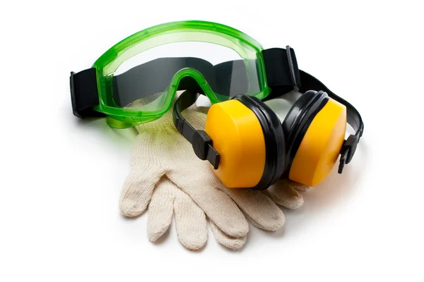 Gafas verdes con guantes y auriculares —  Fotos de Stock
