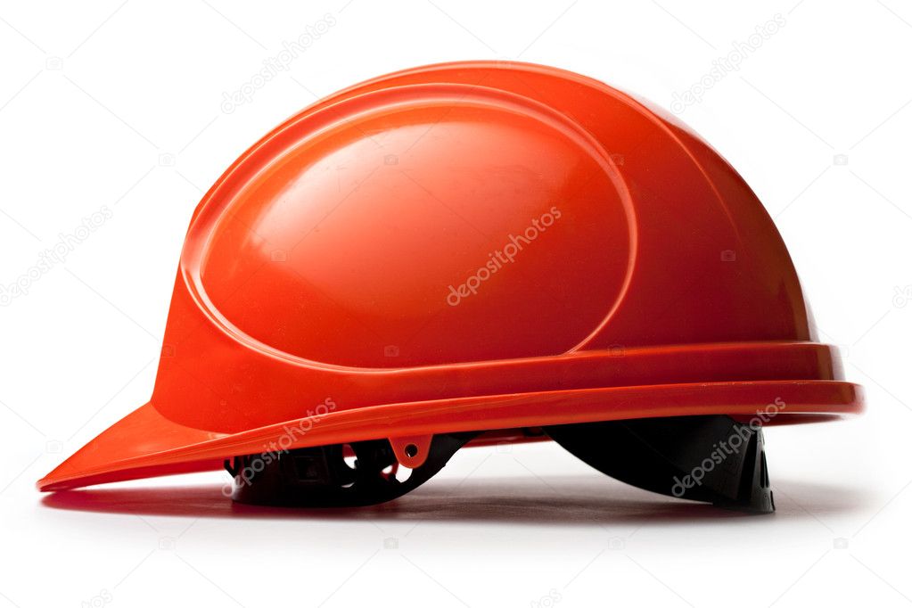 Red safety helmet