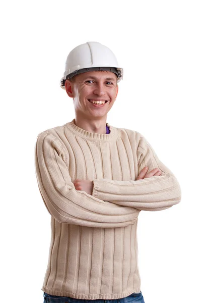 Trabalhador em capacete — Fotografia de Stock