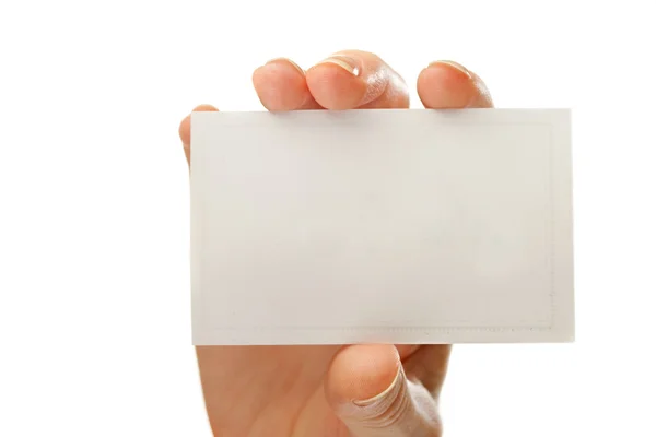 Blank card in female hand — Stock Photo, Image