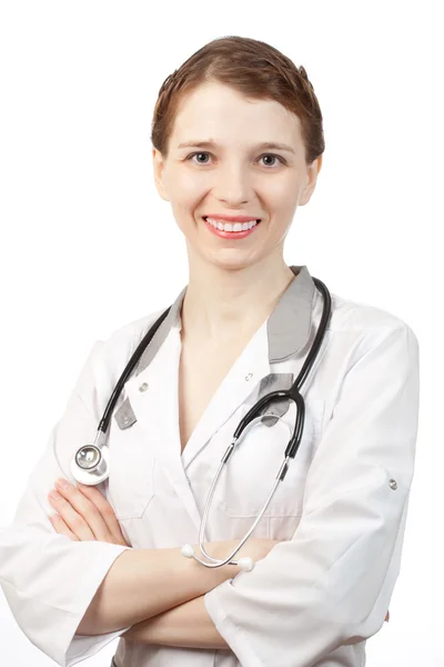 Woman doctor standing with stethoscope — Stock Photo, Image