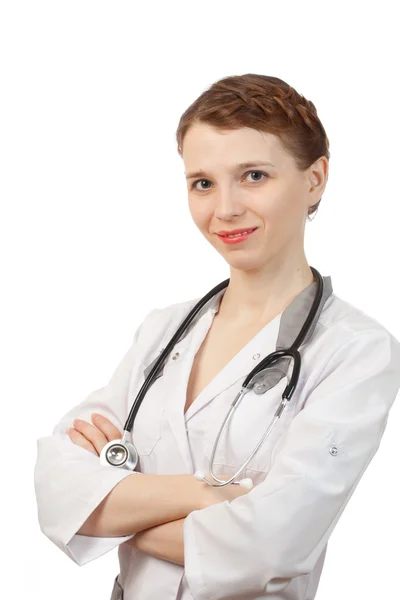 Woman doctor standing with stethoscope — Stock Photo, Image
