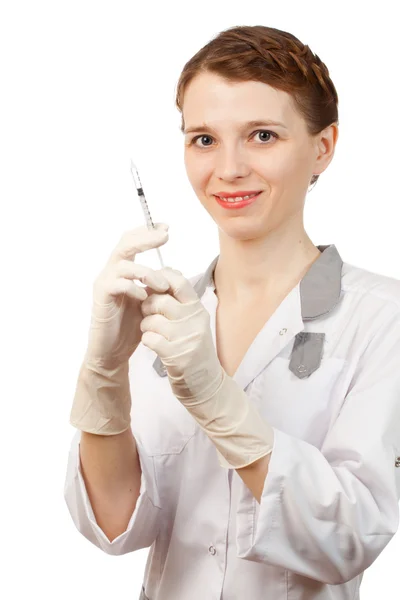 Sjuksköterska med spruta — Stockfoto