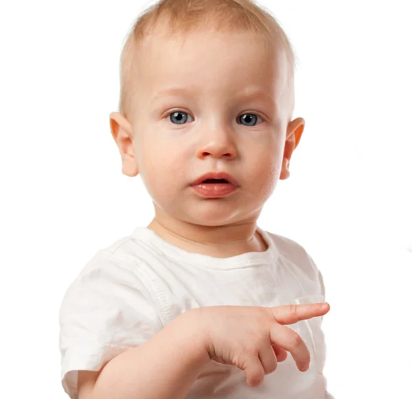 Beyaz gömlekli erkek bebek — Stok fotoğraf