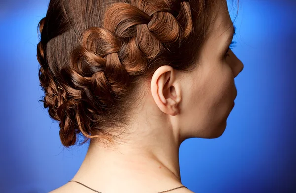 Modern hairdo with plaits — Stock Photo, Image