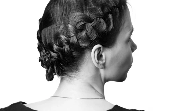 Modern hairdo with plaits — Stock Photo, Image