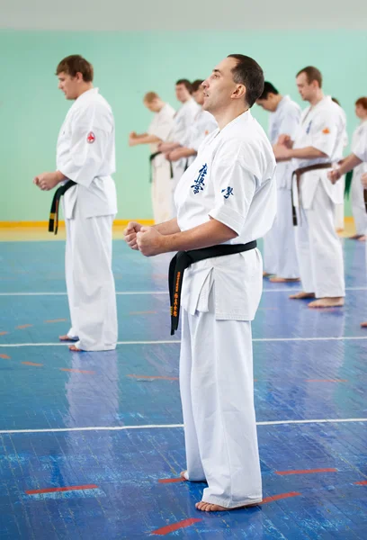 Karate-Meister erteilt seinen Schülern Lektion — Stockfoto